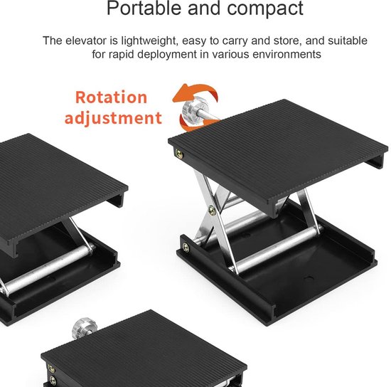 Hefplatform van aluminiumlegering - Hoogteverstelbaar bereik 25-90 mm - Laboratoriumhefplatform - Geschikt voor experimenteel ontwerp en engineering - 9*9cm van Merkloos	 — afbeelding 2