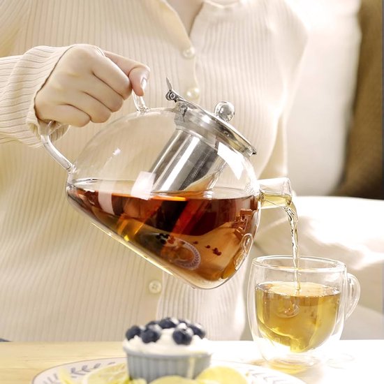 MESNEY 2L glazen theepot met infuser, hittebestendig