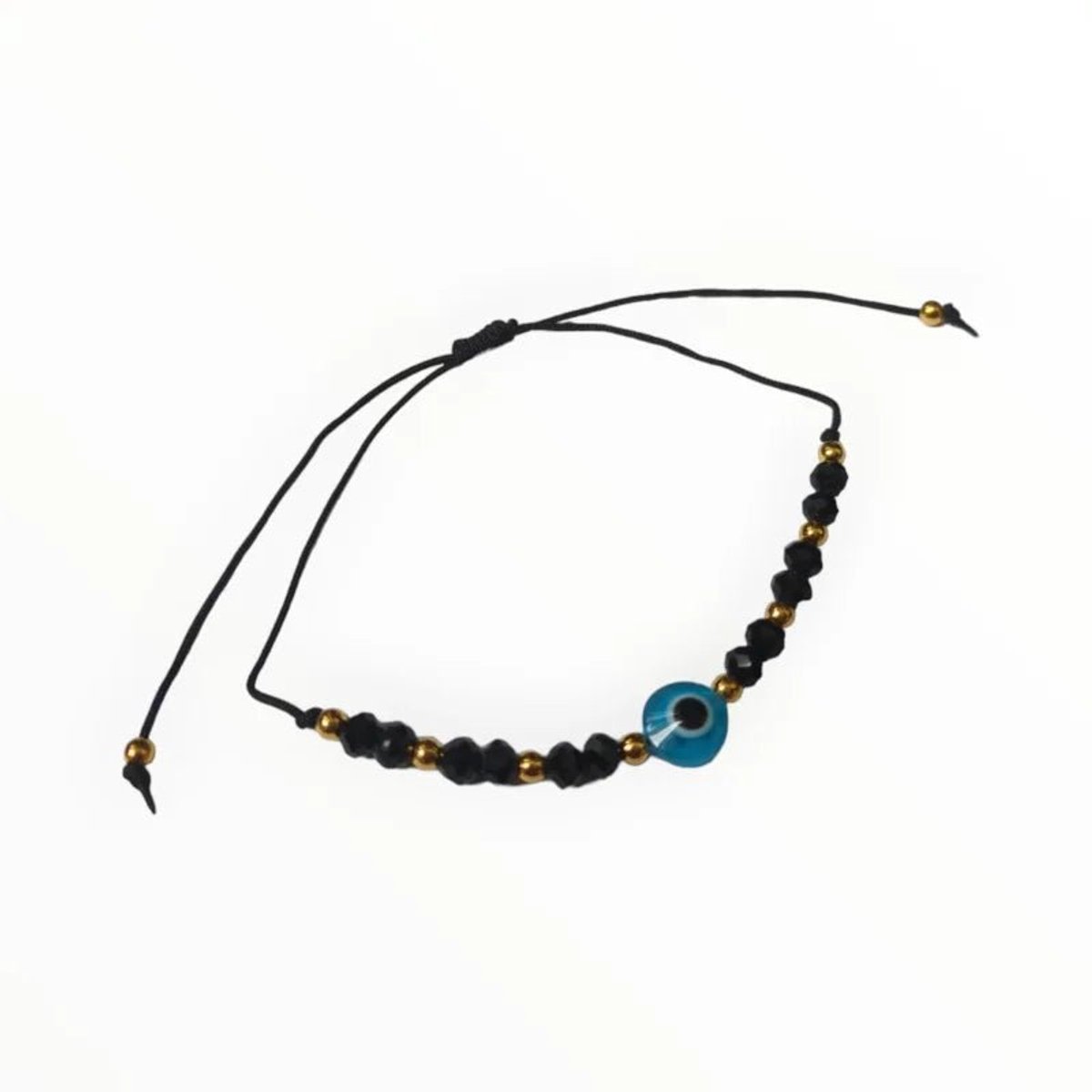Aramat Jewels - verstelbare touw armband boze oog - Zwart-handgemaakt