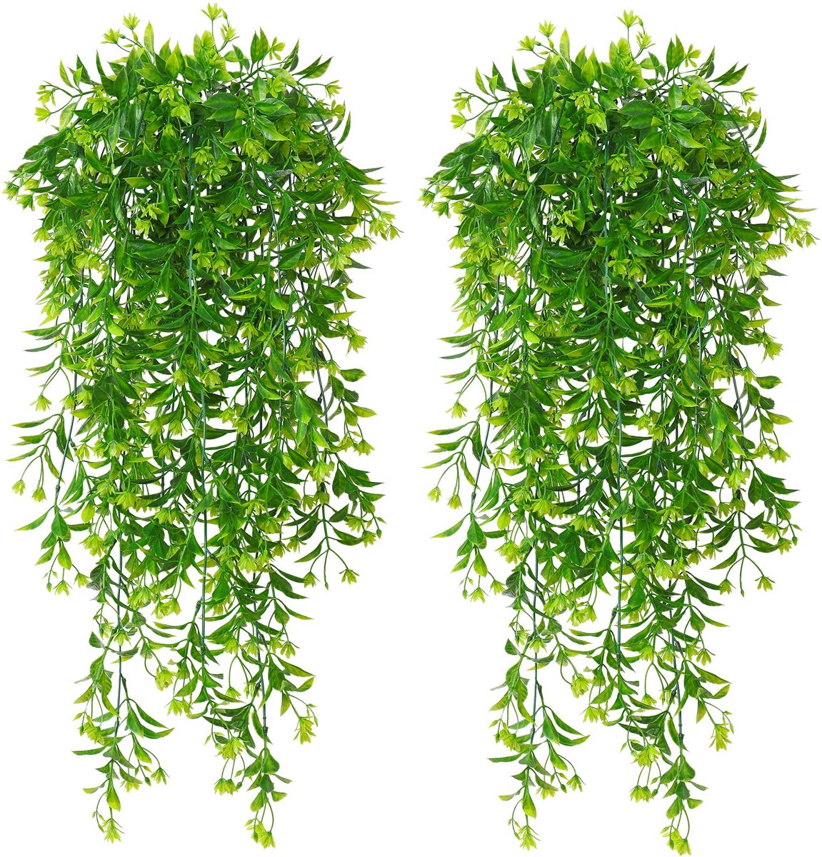 Unyqoos Set van vier levensechte hangplanten voor binnen en buiten decoratie groen