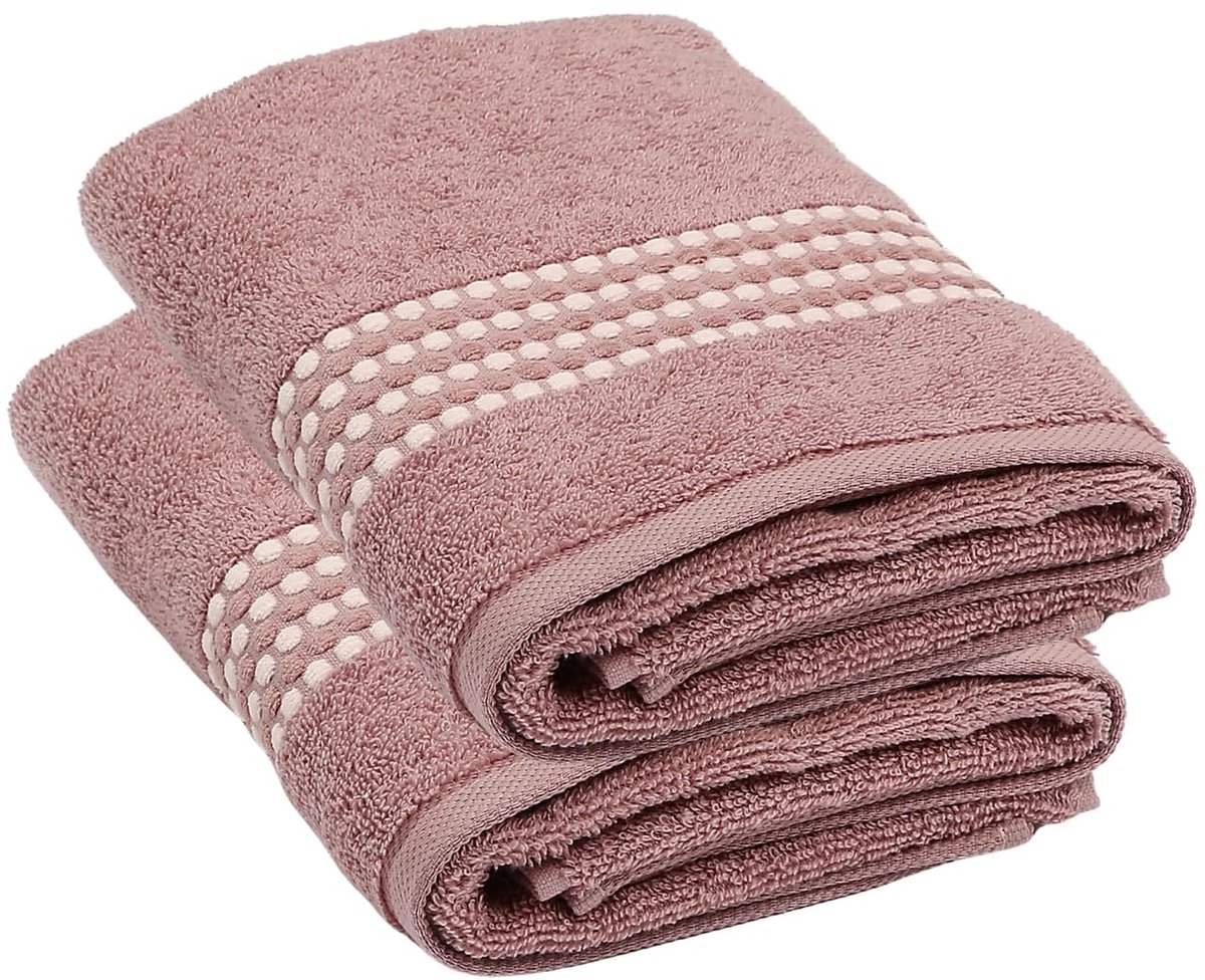 Azomor® Set van 2 Absorberende Katoenen Handdoeken in Elegant Oudroze Design