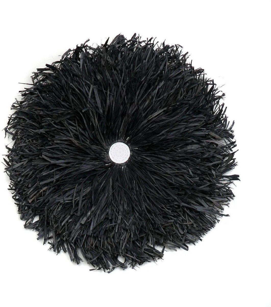 PS-Collection Wanddecoratie Juju - Zwart - Raffia - Ø50 cm - wanddecoratie industrieel, wanddecoratie hout natuurlijk, wanddecoratie teak, wanddecoratie hout en metaal, wand decoratie hout, muurdecoratie woonkamer, muurdecoratie hout