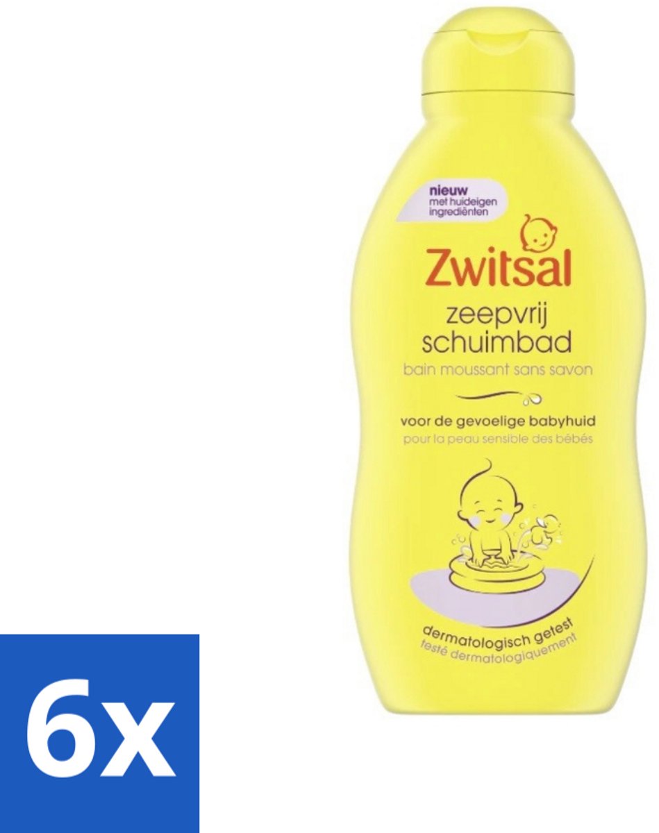6 x Zwitsal - Zeepvrij Schuimbad - Voor een Zachte Babyhuid - 200 ml - Babybad - Babyzeep - Schuimbad - Gevoelige Huid - SLES-vrij
