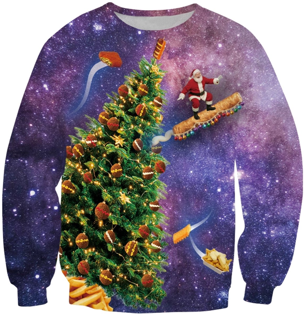 Bitterballen Kerstboom Foute kersttrui - Maat: L - Kerstman Op een Frikandel - Merry Snackmas - Kerstmis trui - Heren kersttrui - Dames kersttrui - Foute kersttruien - Kerst outfit - Kerstkleding - Lelijke kersttrui -