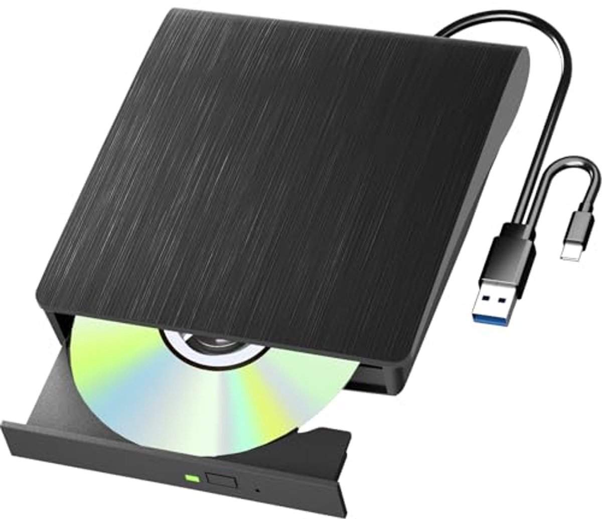 Externe DVD Speler met USB 3.0 en Type-C - Draagbare DVD/BD/CD Speler voor Laptop en PC