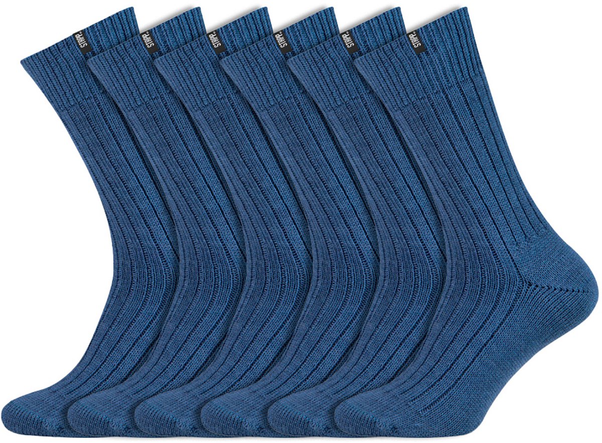 Stapp Red Atlas Heren Werksokken | Extra Sterk en Warm | Blauw | 6 Paar (Maat 41–47)