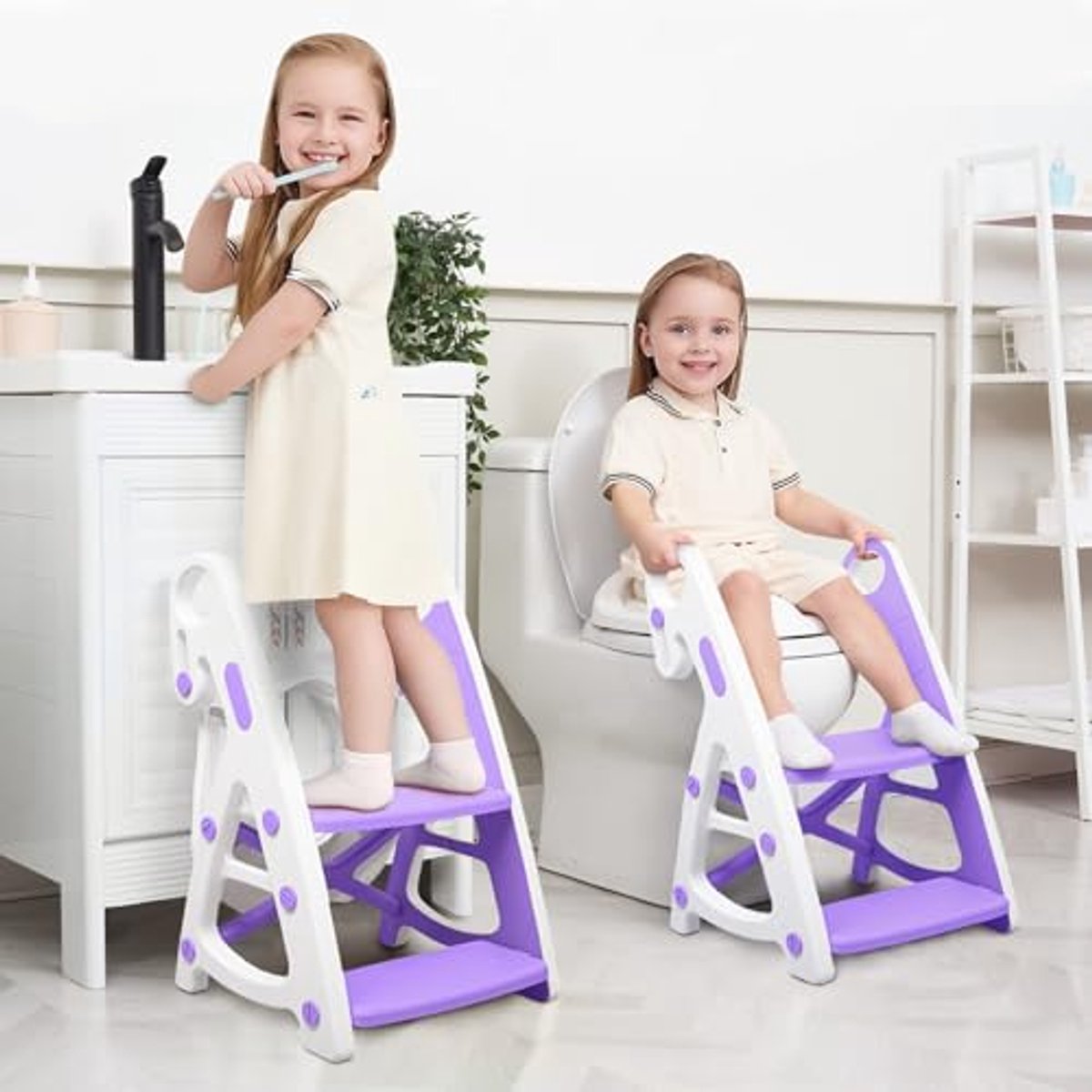 Image of 2-in-1 Peuter Toiletverkleiner met Trapje - Ultra Stabiele Potty Chair
