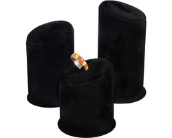 Velet Ring Display Stand Zwart Fluwelen Ring Stand Ring Showcase Display Houder Kolom Ringhouders Ring Display Ondersteuning Stand voor Sieraden Trouwring (3 Hoogte: 62 & 83 & 103 mm)