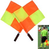2 stuks - voetbal scheidsrechtersvlaggen - grensrechtervlag - Patrouillevlag met sponsgreep - waterdichte rood-gele sportscheidsrechtersvlaggen met opbergzak - voor sport, wedstrijden, voetbal