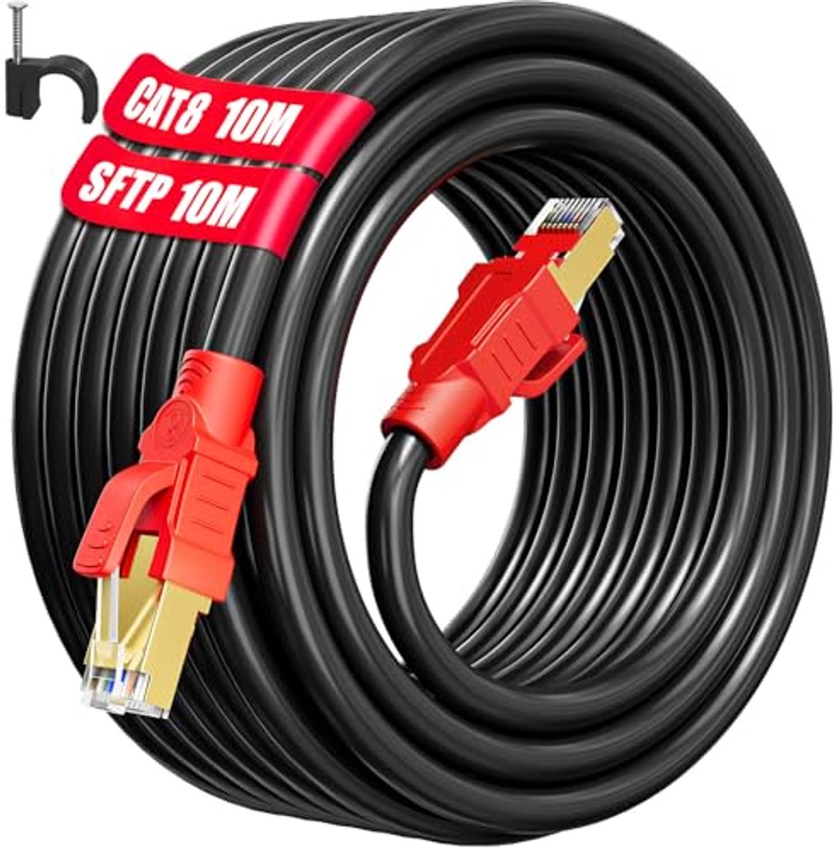 Ethernet Kabel 10m Cat 8 Hoge Snelheid Netwerkkabel voor Binnen en Buiten