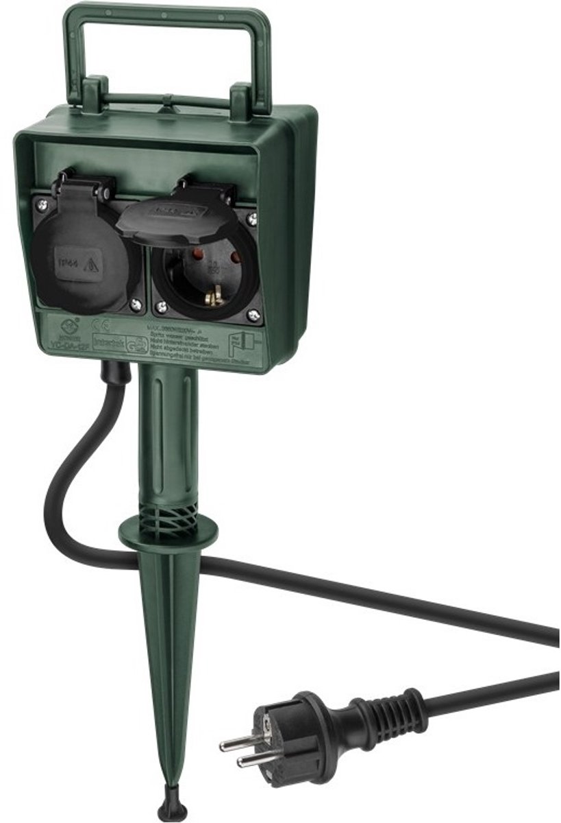 Bol.com Goobay IP44 outdoor stekkerdoos | 4 contacten | grondpin | 2 meter aanbieding