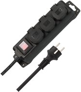 Stekkerdoos met schakelaar IP44 3-voudig zwart 2m H07RN-F 3G1,5