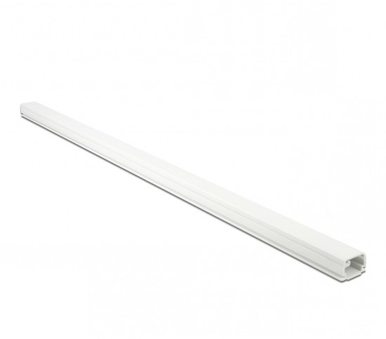 Chemin de câbles en plastique avec couvercle et bande adhésive autocollante - 100 x 2,2 cm / blanc