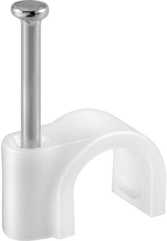 Attache-câbles Fixpoint blanc avec clou pour câbles jusqu'à 8 mm (100 pièces)