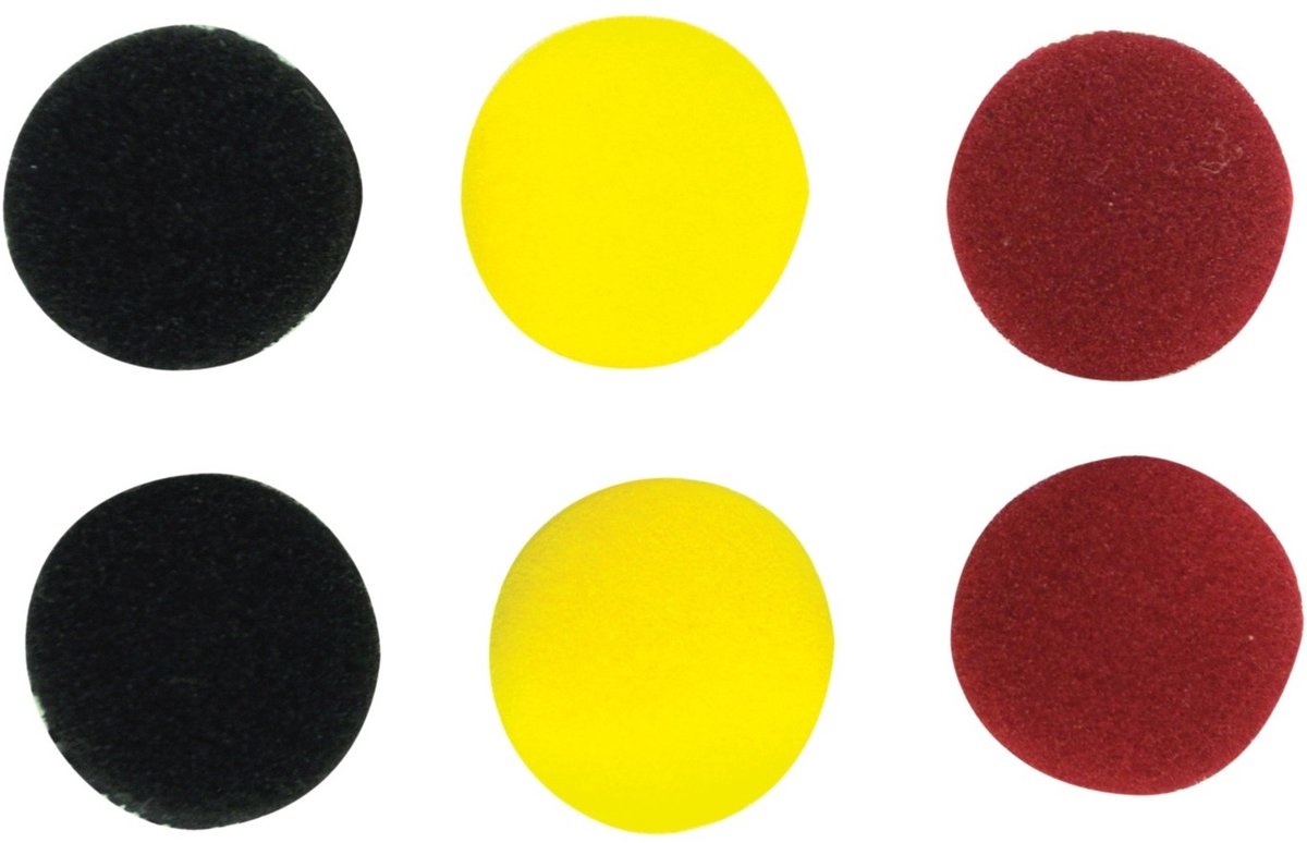 Earpads voor earphones - rood, zwart en geel