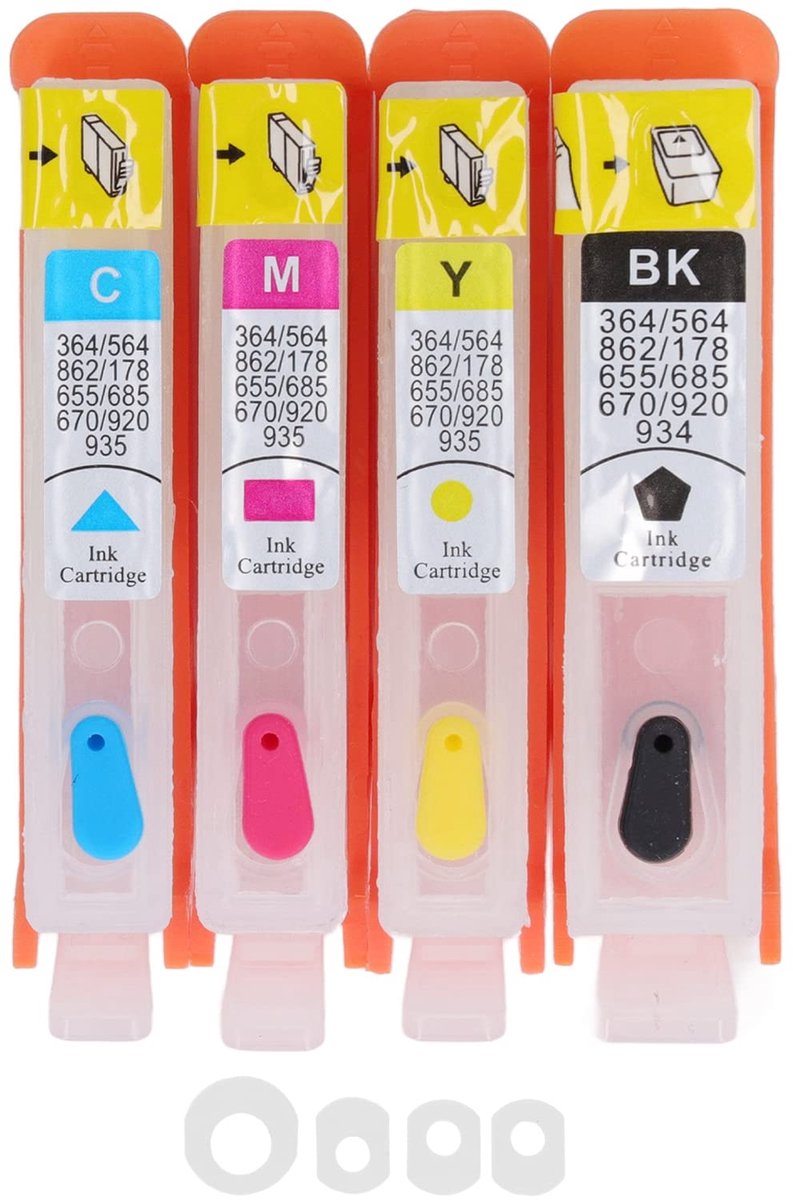 Inktcartridge voor printer, inktpatroon, gecombineerde vervanging van kleuren in verpakking met permanente chip, bevat 1 cartridge per printer een
