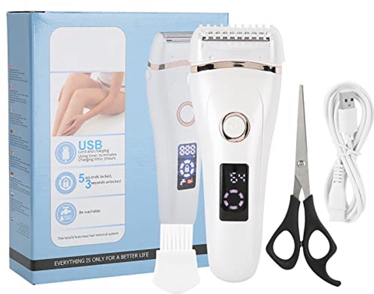Draadloos Pijnloos 3-in-1 Elektrisch Scheerapparaat voor Dames - Waterdichte Haartrimmer voor Gezicht, Benen en Bikini