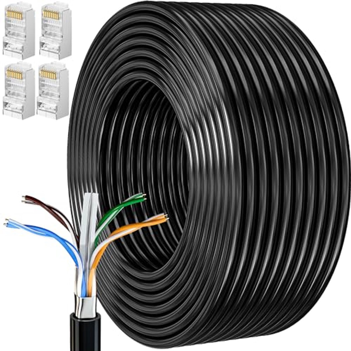 Cat 6 Netwerkkabel 20 Meter - Afgemeerd, Hoofdlijn, Waterdicht