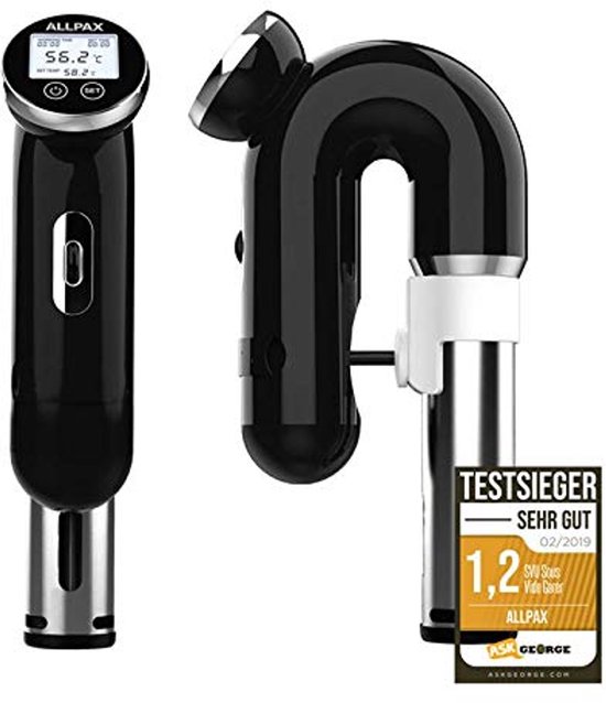 Allpax SV 2 sous-vide koker, om op te hangen in waterbaden tot 30 l, zorgt voor gelijkmatige temperatuur en op het punt gekookte levensmiddelen, lcd- display met soft-touch-paneel, 1500 W