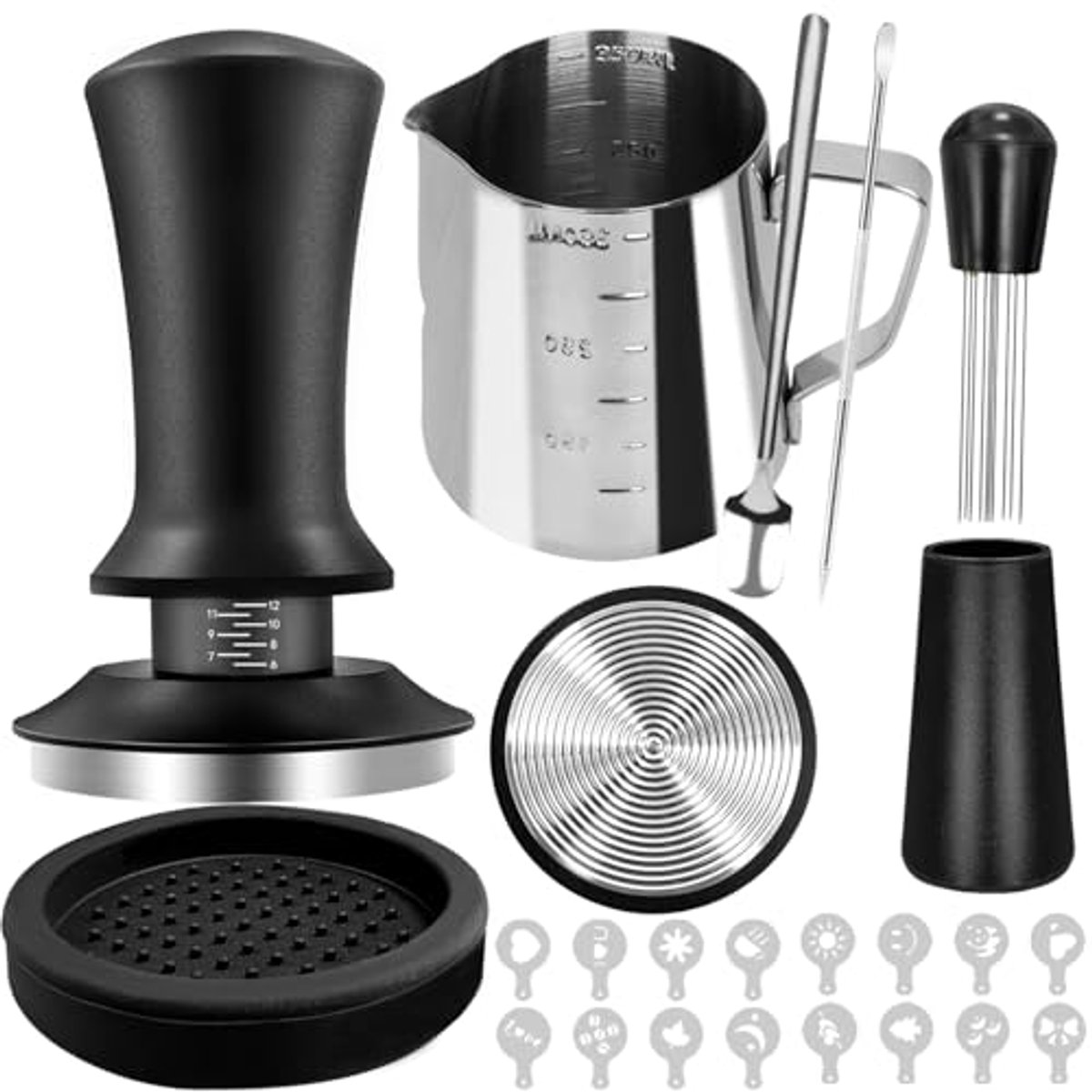 53 mm Koffietamper Set - 22-delige Espresso Tamper Set met Tamper Mat en Accessoires
