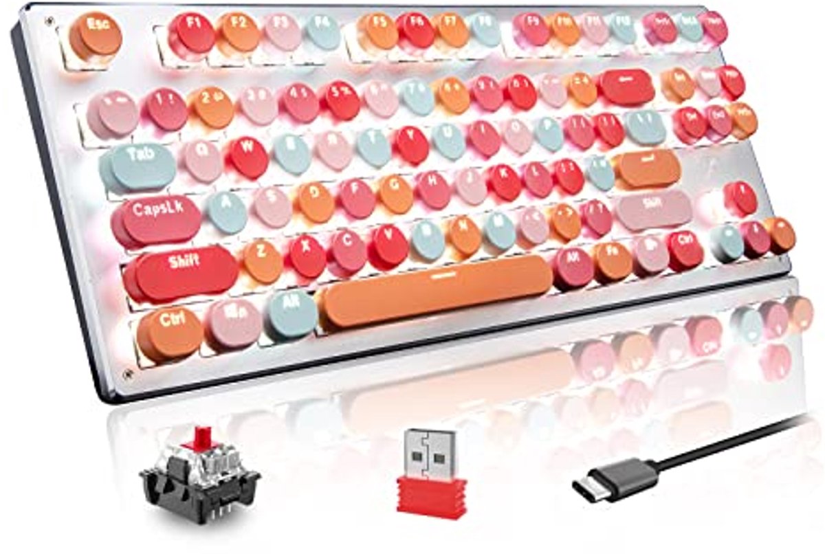 75% Draadloos Mechanisch Toetsenbord - Tri-Mode BT5.0/2.4G/USB, 3300mAh Oplaadbaar, TKL Gamingtoetsenbord met LED Verlichting voor PC en Mac