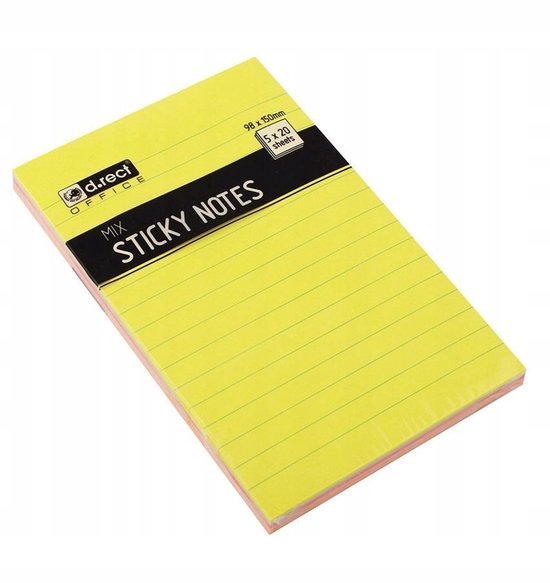 Foto: D rect neon notitieblok 98x150mm gelijmd gelijnd 100 vel