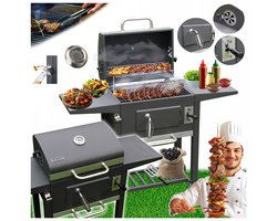 VELACO Koolgrill met Deksel, Thermometer & Wielen - Grijs