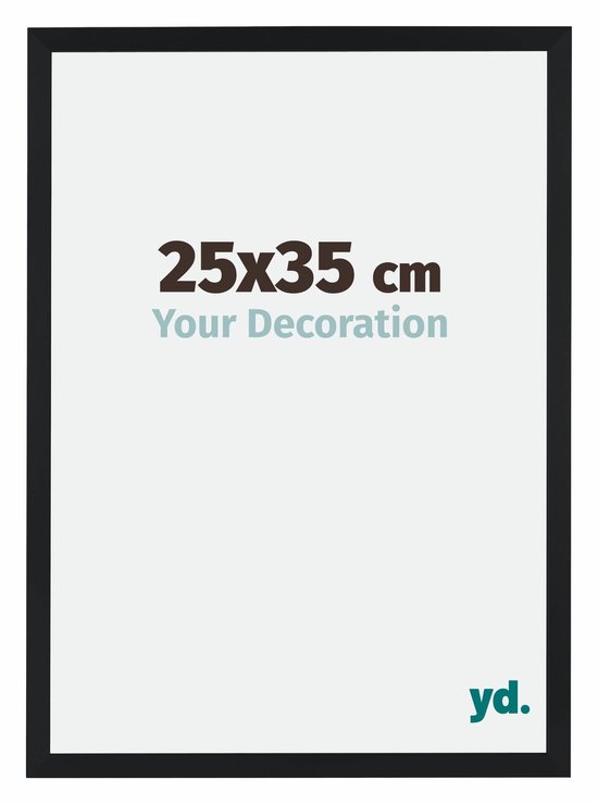 Zwarte fotolijst van 25x35 cm, met 'Your Decoration' en 'yd.' logo.