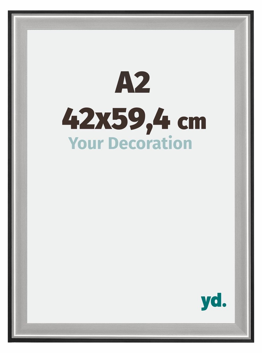 yd. Your Decoration - Fotolijst A2 42x59,4 cm - Hout - Zwart Zilver Gepolijst - Birmingham