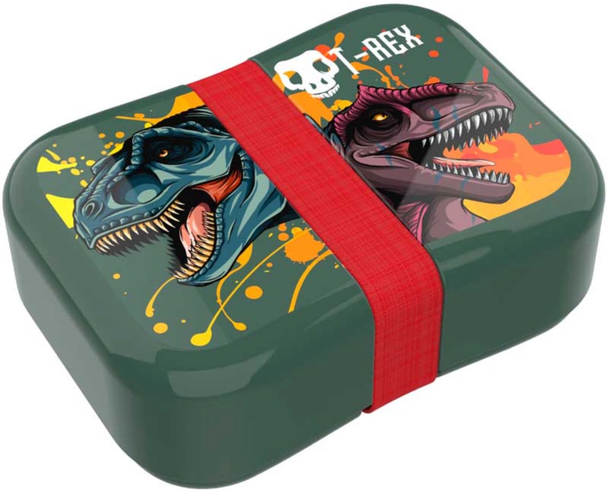 Lunchbox T-Rex Donkergroen/Rood