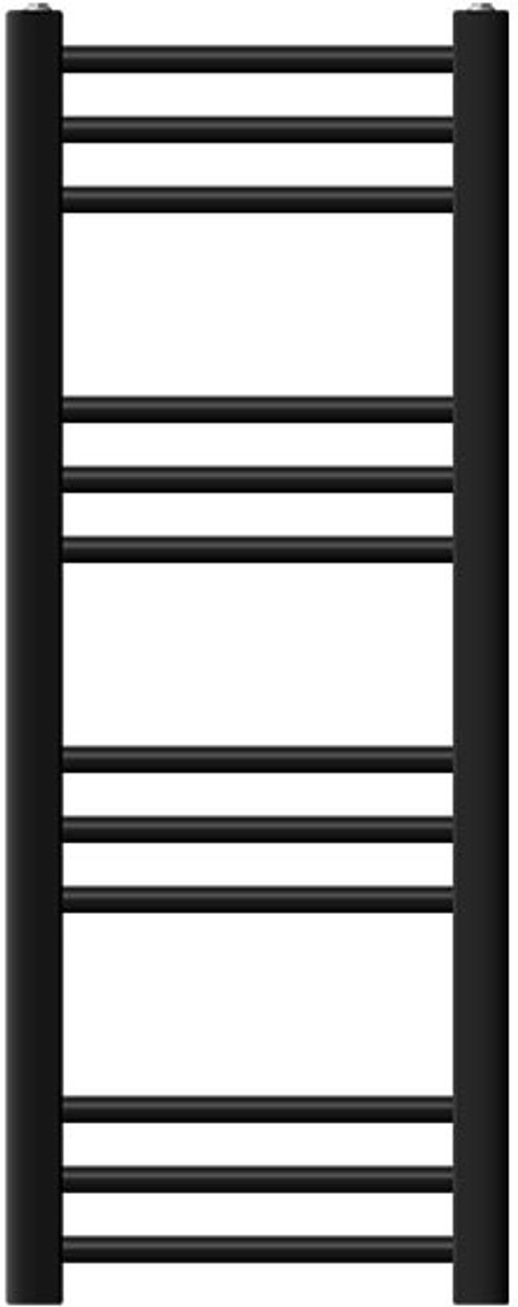 Design badkamerradiator Sahara elektrisch met verwarmingselement 300W 300x800 mm recht zwart mat zijaansluiting LuxeBath