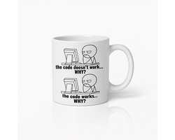 Grappige Programmeer Mok 330ml – De Code Werkt of Niet Meme Beker – Perfect Cadeau voor Developers en Programmeurs