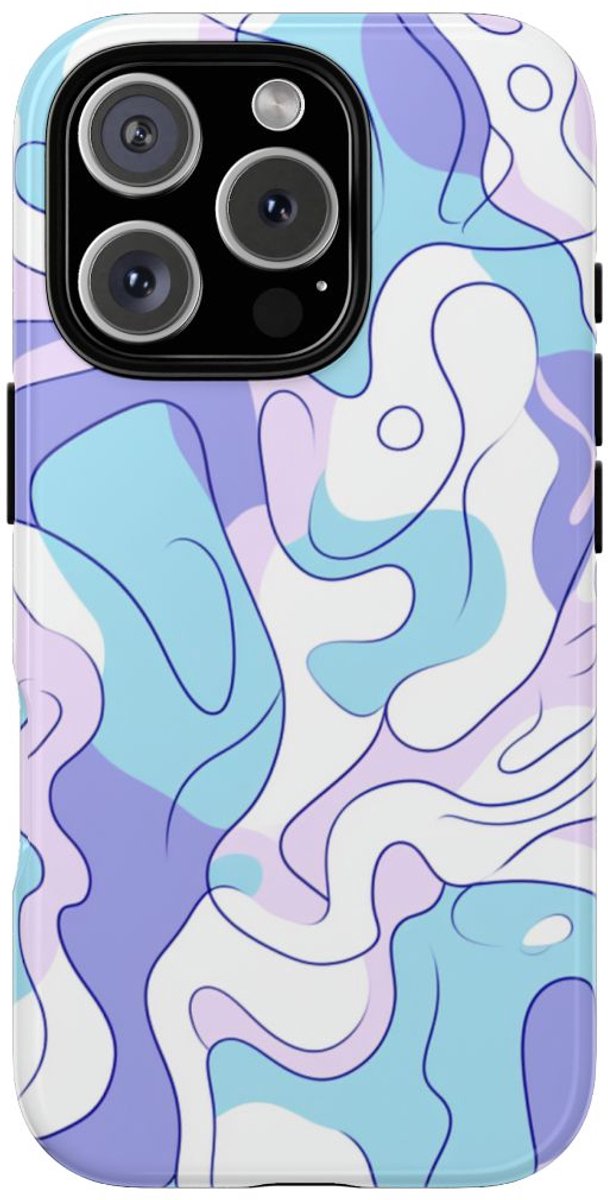 Abstract Blauw-Paars Lijnenspel – Telefoonhoesje Geschikt voor iPhone 16 Pro