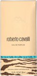 Gouden doos voor Roberto Cavalli Eau de Parfum met tijgerprint en turkoois accent.