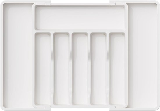 VaeFae Bamboe besteklade organizer, grote besteklade organiser 5-7 vakken 33-55 cm gebruiksvoorwerp houder uitschuifbare keukenlade verdeler met afneembaar messenblok