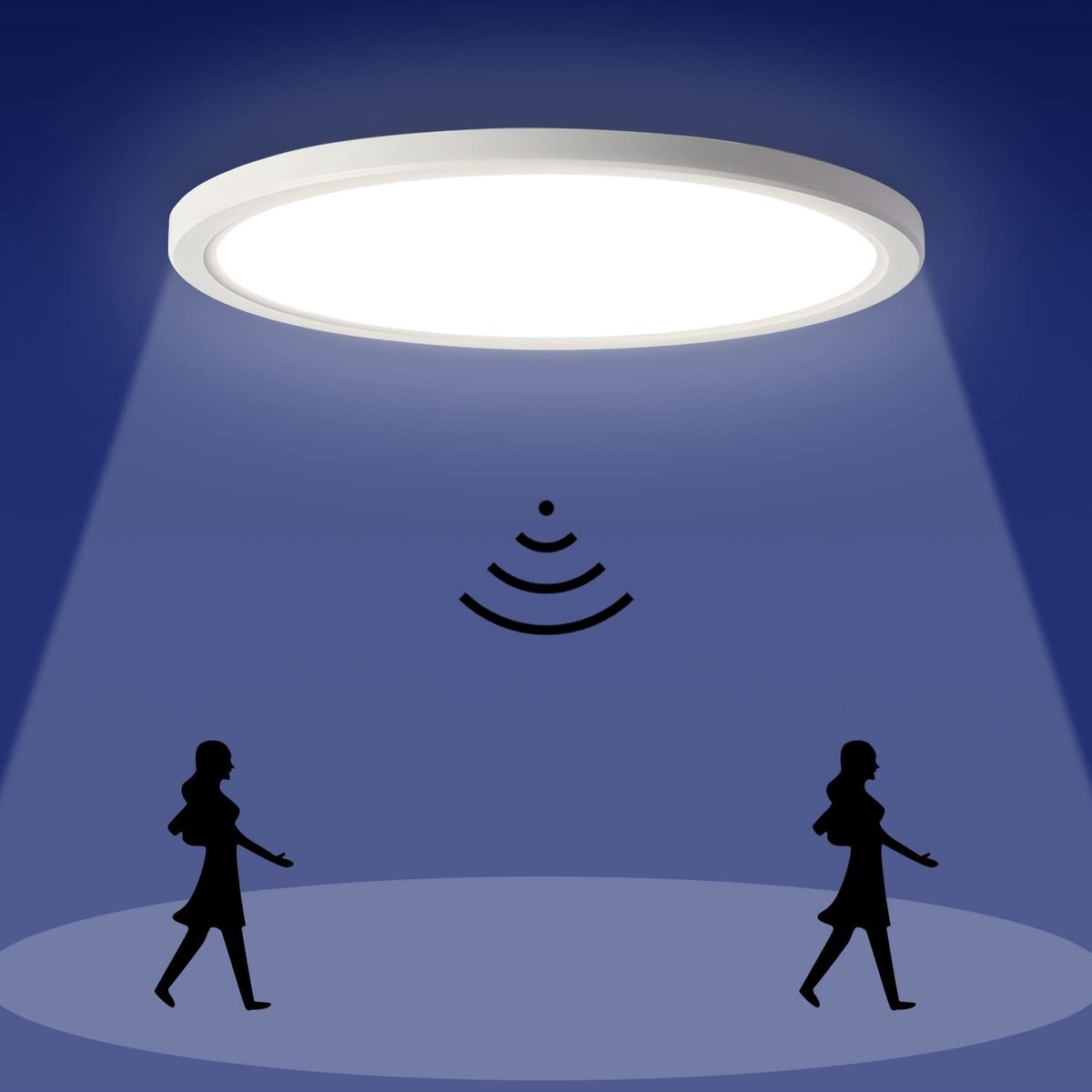 Epochglo LED Plafondlamp met Bewegingssensor - 18W, 1800 Lumen, Microgolfsensor (Radar), 3 Lichtmodi, Instelbare Timer (30s/120s/180s) - IP44 Waterdicht, Ultraplat Design (Ø22cm) - Wit - Voor Hal, Badkamer, Garage en Berging