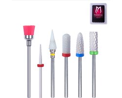 FOOCCA® Keramische Nagelfrees Bitjes - Elektrische Nagelvijl Opzetstukjes - Keramiek Nagel Bitjes - Ceramic Bits – Manicure en Pedicure – Universeel Formaat Nagel Bitjes - Set 6 stuks - Nagel Frees