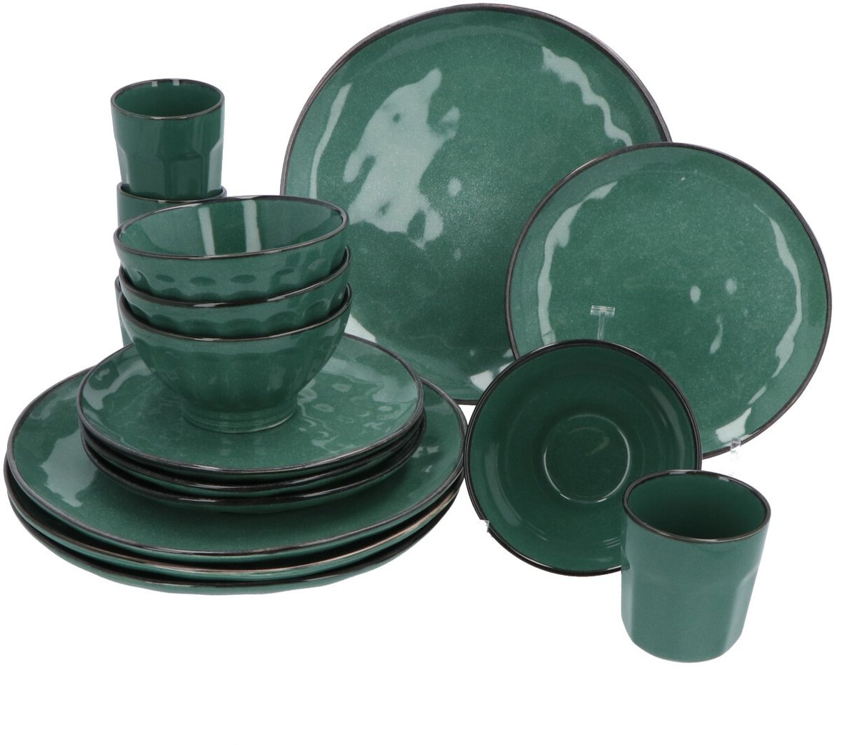 4goodz set 16 delig aardewerk - 4 persoons - Groen