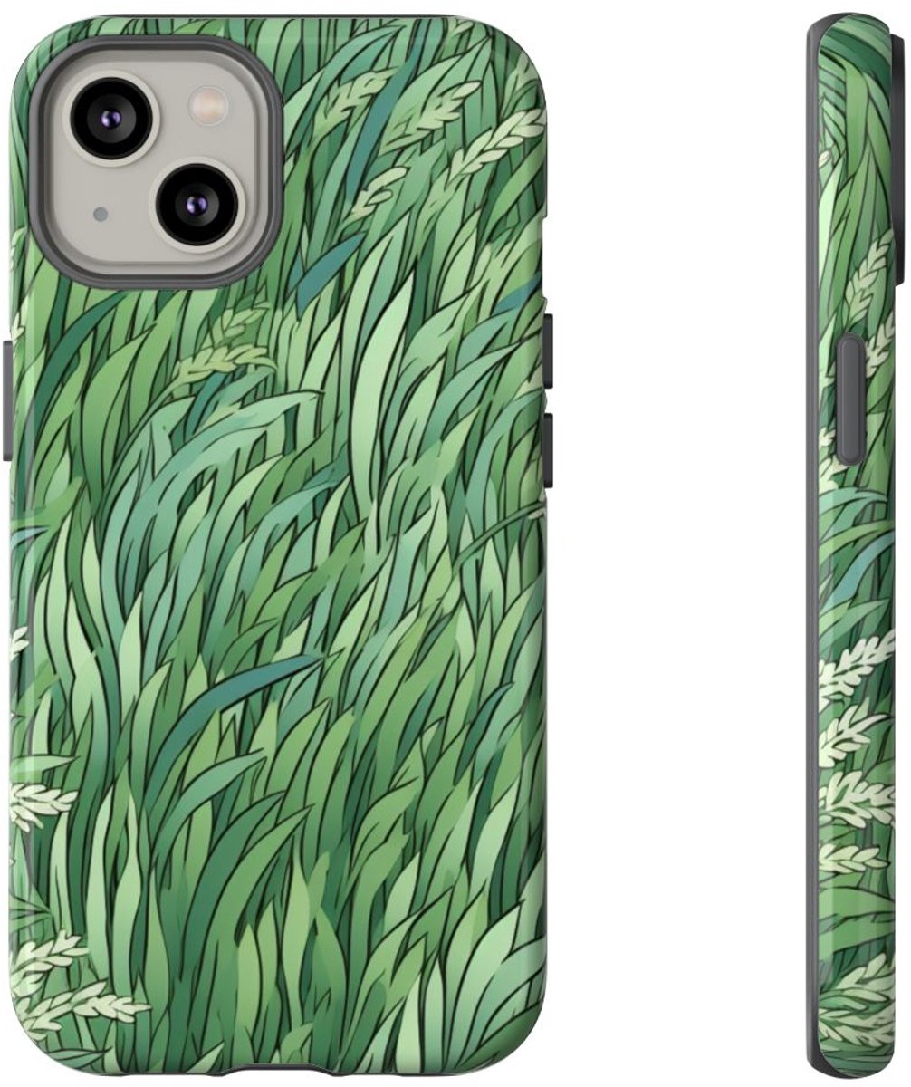 Weelderig Groen Graspatroon – Telefoonhoesje Geschikt voor iPhone 14