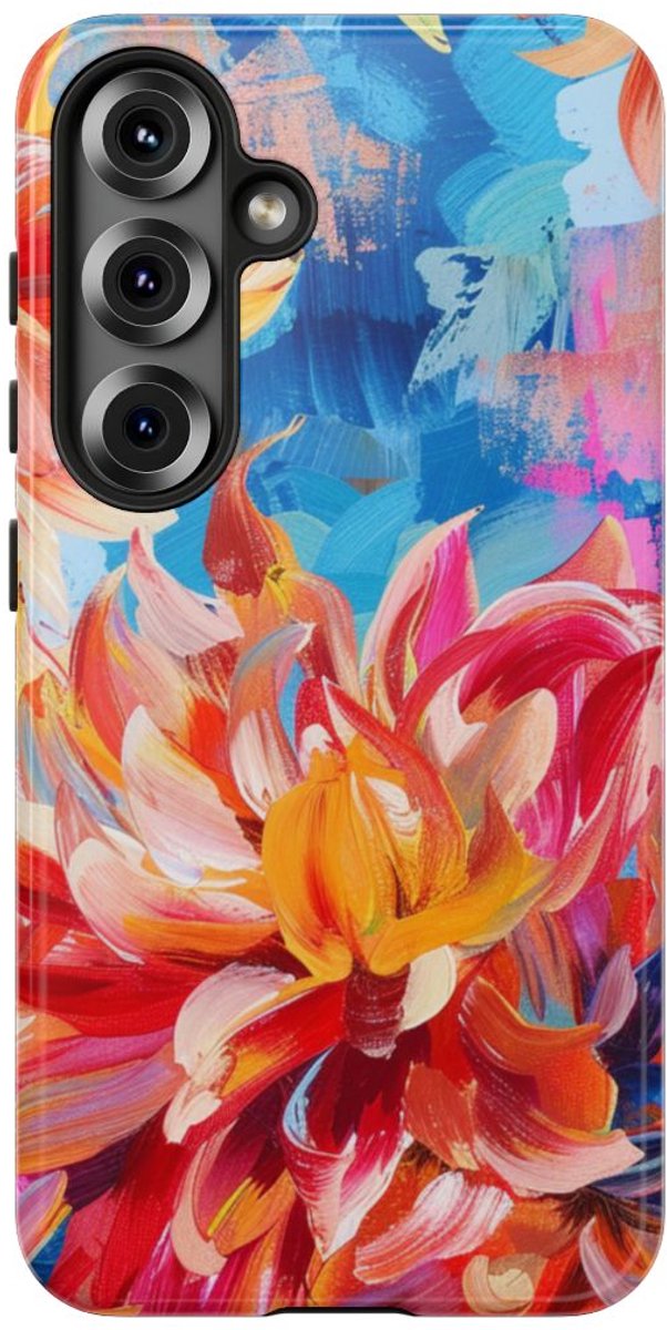 Levendig Abstract Bloemenpatroon – Telefoonhoesje Geschikt voor Samsung Galaxy S25