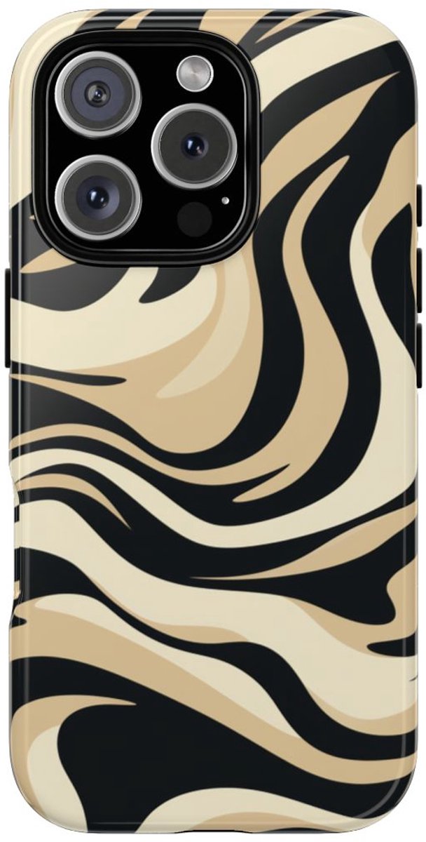 Beige en Zwart Zebrapatroon – Telefoonhoesje Geschikt voor iPhone 16 Pro