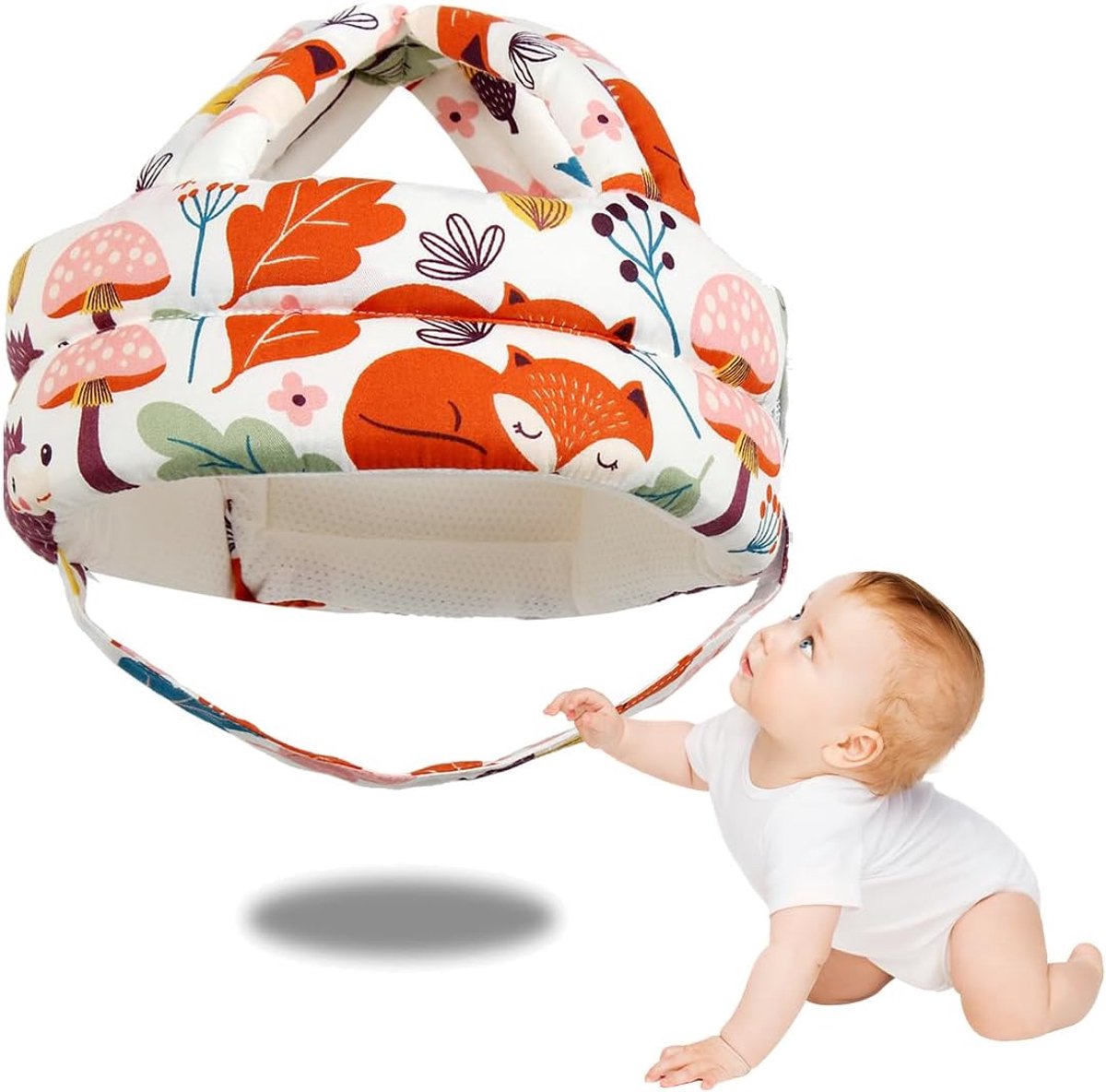 Babyveiligheidshoedje, babyhelm, valbeveiliging, verstelbare veiligheidshoed, gemaakt van ademend katoen, geschikt voor kinderen, jongens en meisjes, leren lopen en