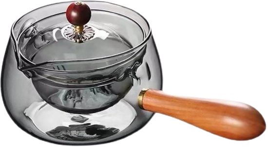 Foto: Glazen theepot met filter duurzaam en praktisch 1 stuk hout en glas