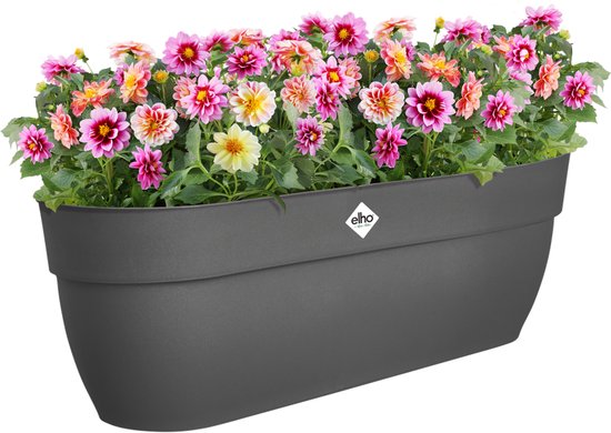Elho Vibia Campana Easy Hanger XL 58 - Plantenbak voor Balkon - Balkonbak - 100% Gerecycled Plastic - L56 x B26.8 x H23.7 cm - Antraciet