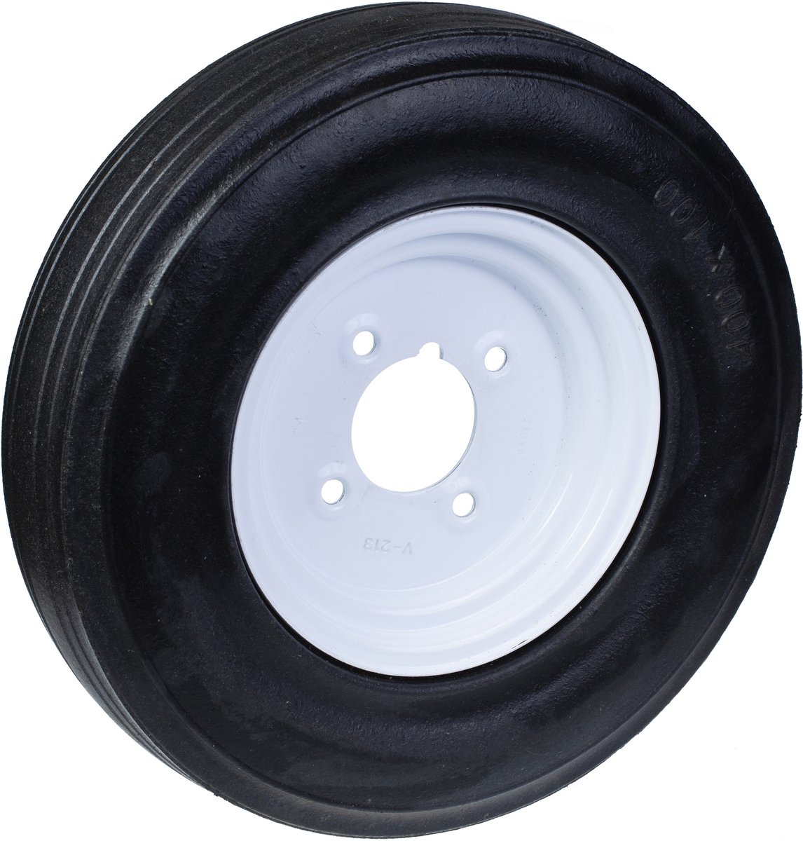 Rubberen band van 400 mm (16 inch), velg met 4 bouten, draagvermogen 1000 kg, set van 2