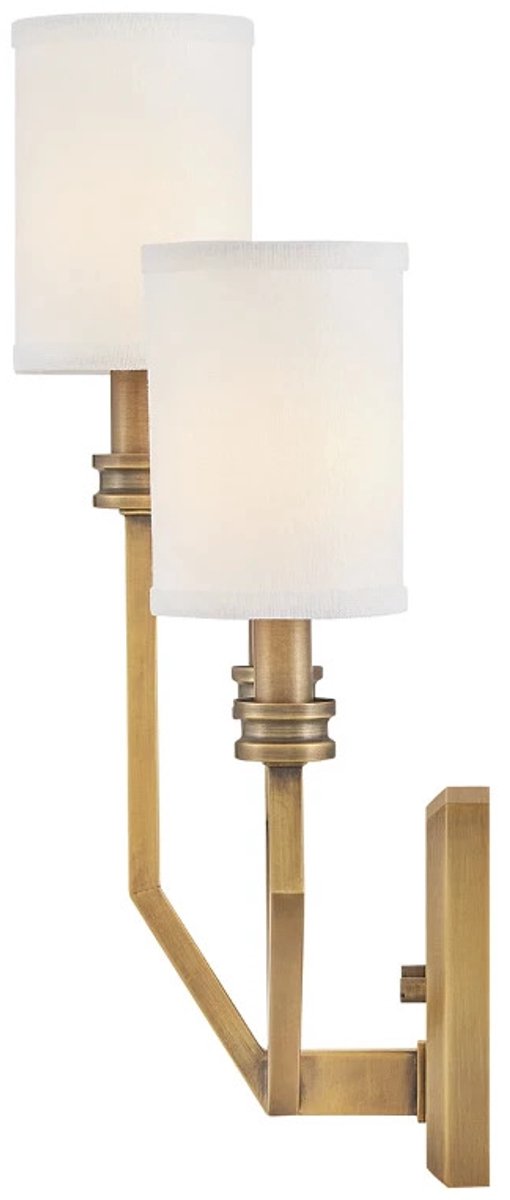Hinkley LED Wandlamp Moore | 3X E27 Max 40W | Heritage Brass with Ivory Linen Shade
