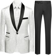 ALLTHEMEN Heren Pak Eenknops Middenspleet - Sjaalkraag Paisley Elegante sjaalkraag - 3XL