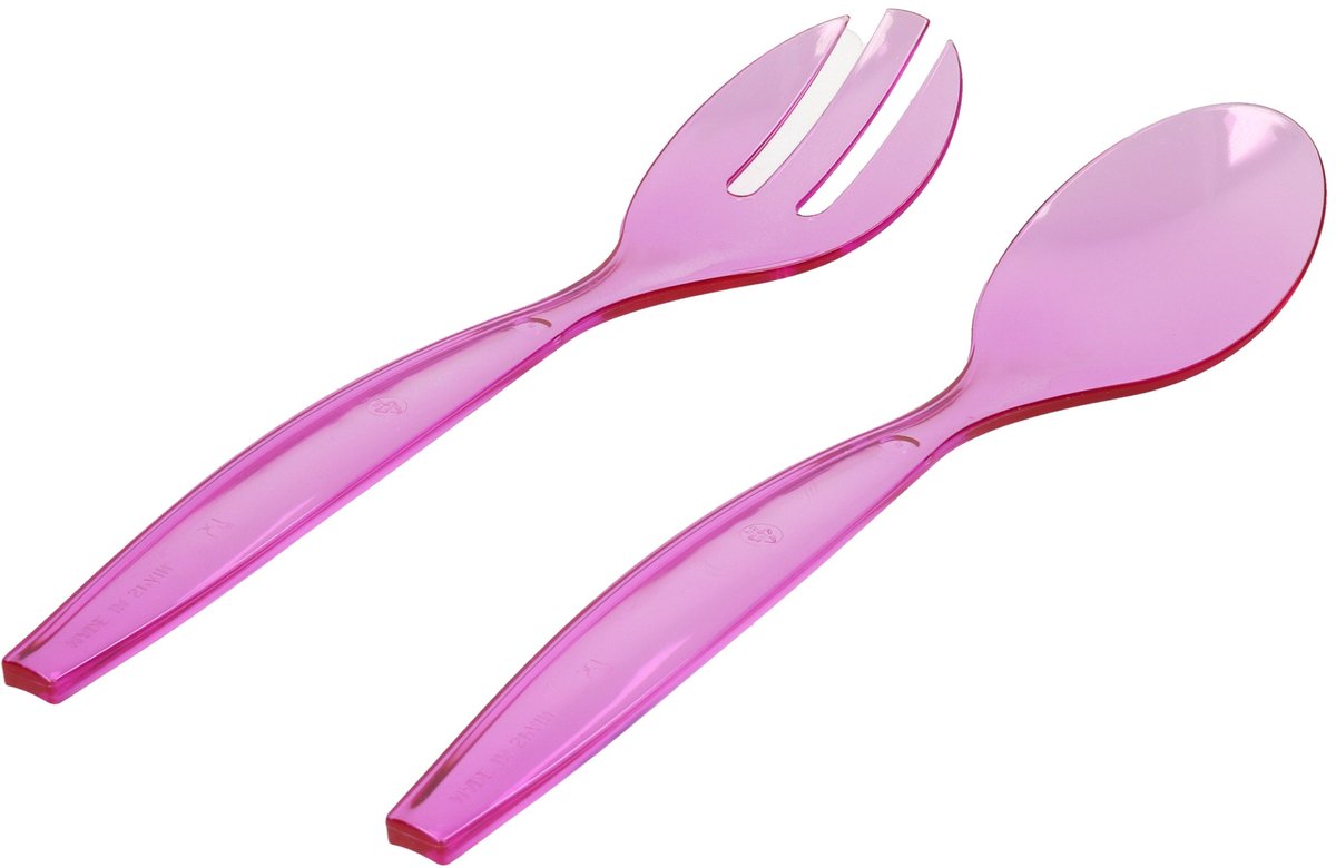 Plasticforte Sla bestek - couvert setje - paars - kunststof - 29 cm - Opscheplepels