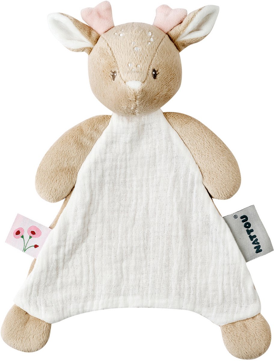 Nattou FanFan Baby Knuffeldoekje - 65 x 40 cm - Doudou hertje - Baby Cadeau - Roze
