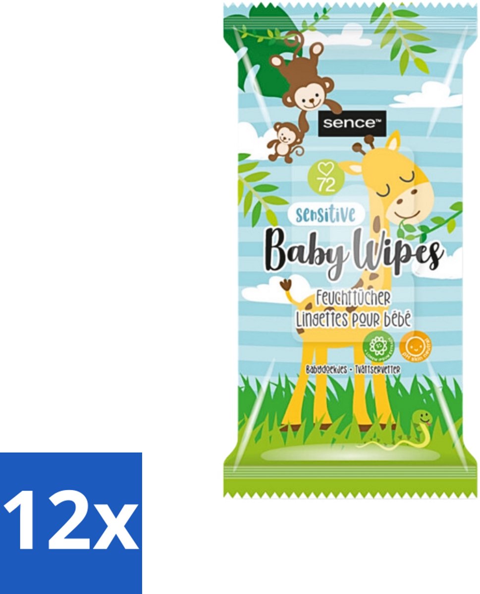 Image of 12 x Sence - Sensitive - Baby Billendoekjes - Extra Zacht - 72 Doekjes - Babybillendoekjes - Zachte Billendoekjes - Gevoelige Babyhuid - Babyhuidverzorging - Aloë Vera